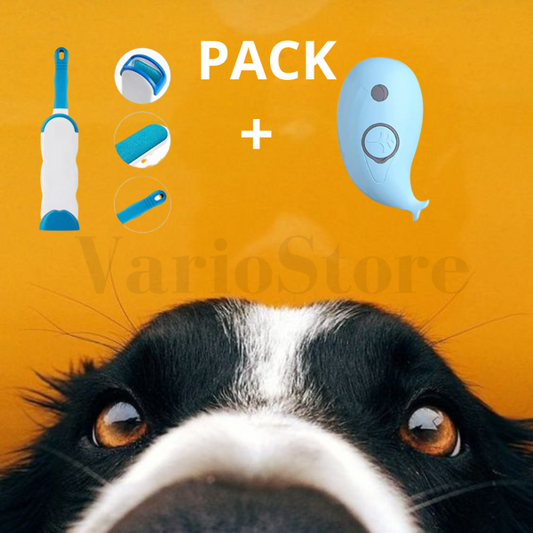 PACK CEPILLO VAPORIZADOR + QUITA PELO PARA MASCOTAS